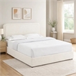 Lez Queen Size Platform Bed with 4 Storage Drawers- Ivory Boucle Upholstery
