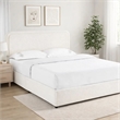 Lez Queen Size Platform Bed with 4 Storage Drawers- Ivory Boucle Upholstery