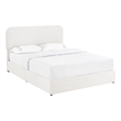 Lez Queen Size Platform Bed with 4 Storage Drawers- Ivory Boucle Upholstery