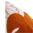 Lefy Accent Pillow- Orange Autumn Leaf Design on White Velvet- 20 Inch Square