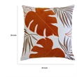 Lefy Accent Pillow- Orange Autumn Leaf Design on White Velvet- 20 Inch Square