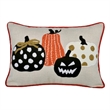 Lumbar Throw Pillow Cover- Hallow Pumpkin Embroidered- Black Linen 14x20