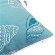 Meo Throw Pillow- Embroidered Seashell Pattern Blue Velvet- 20 Inch Square