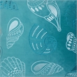 Meo Throw Pillow- Embroidered Seashell Pattern Blue Velvet- 20 Inch Square
