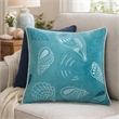 Meo Throw Pillow- Embroidered Seashell Pattern Blue Velvet- 20 Inch Square