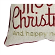 Throw Pillow Cover- Merry Christmas- Red with Gold Accents- 20 Inch Square