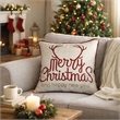 Throw Pillow Cover- Merry Christmas- Red with Gold Accents- 20 Inch Square