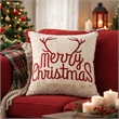 Throw Pillow Cover- Merry Christmas- Red with Gold Accents- 20 Inch Square
