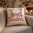 Throw Pillow Cover- Merry Christmas- Red with Gold Accents- 20 Inch Square