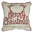 Throw Pillow Cover- Merry Christmas- Red with Gold Accents- 20 Inch Square