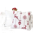 Throw Pillow Cover- Red Embroidered Reindeer and Snowflakes- 20 Inch Square