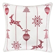 Throw Pillow Cover- Red Embroidered Reindeer and Snowflakes- 20 Inch Square