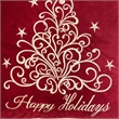 Aure Square Throw Pillow- Happy Holidays Embroidery- Red Velvet 20 Inch