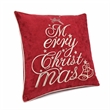 Aure Square Throw Pillow- Merry Christmas Embroidery- Red Velvet 20 Inch