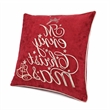 Aure Square Throw Pillow- Merry Christmas Embroidery- Red Velvet 20 Inch