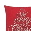 Aure Square Throw Pillow- Merry Christmas Embroidery- Red Velvet 20 Inch
