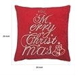Aure Square Throw Pillow- Merry Christmas Embroidery- Red Velvet 20 Inch