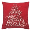 Aure Square Throw Pillow- Merry Christmas Embroidery- Red Velvet 20 Inch