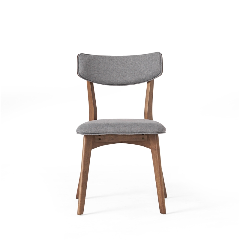 Bety Dining Side Chair Set of 2- Midcentury Design- Dark Gray Fabric