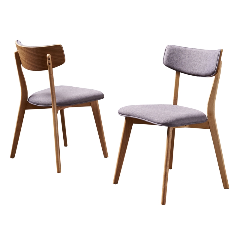 Bety Dining Side Chair Set of 2- Midcentury Design- Dark Gray Fabric