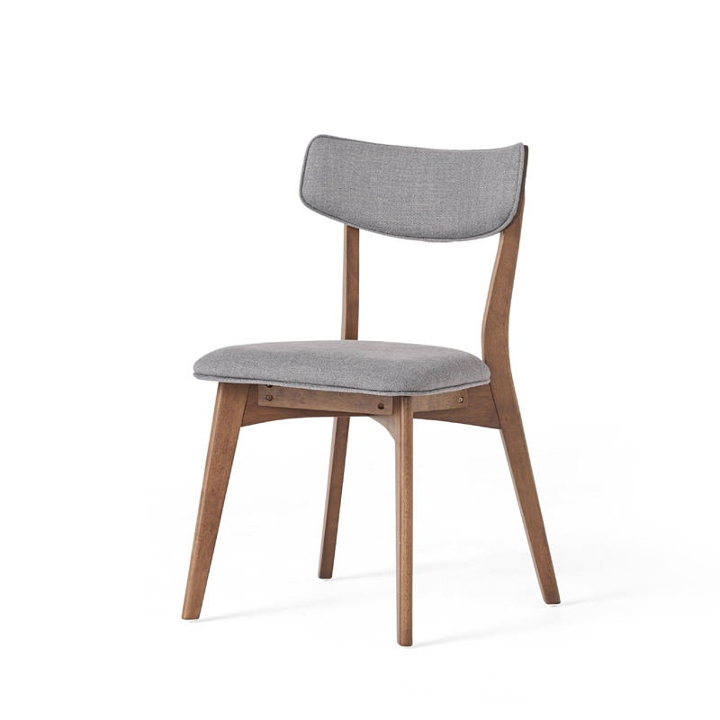 Bety Dining Side Chair Set of 2- Midcentury Design- Dark Gray Fabric