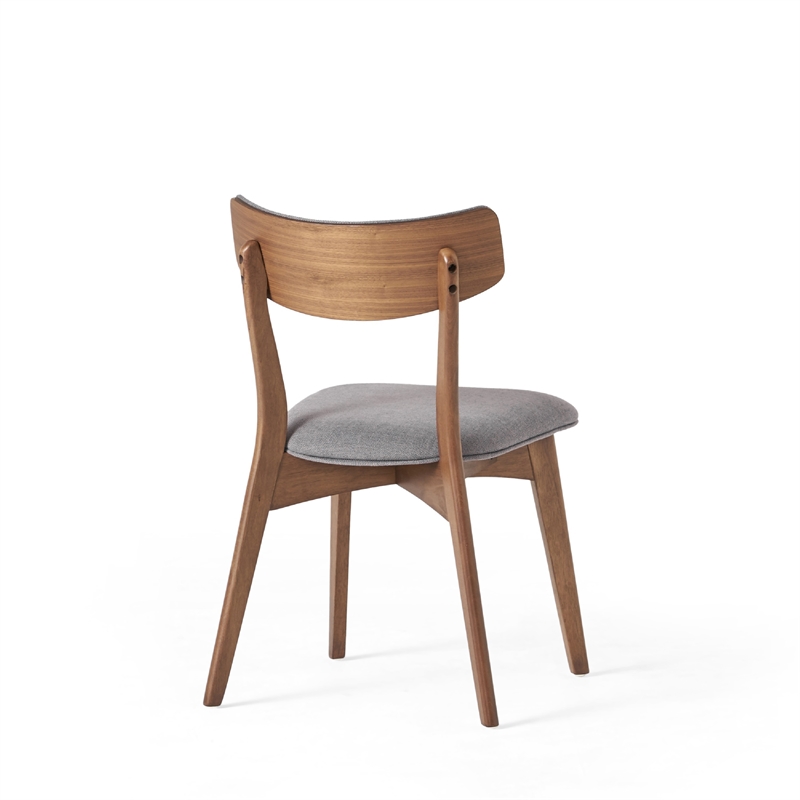 Bety Dining Side Chair Set of 2- Midcentury Design- Dark Gray Fabric