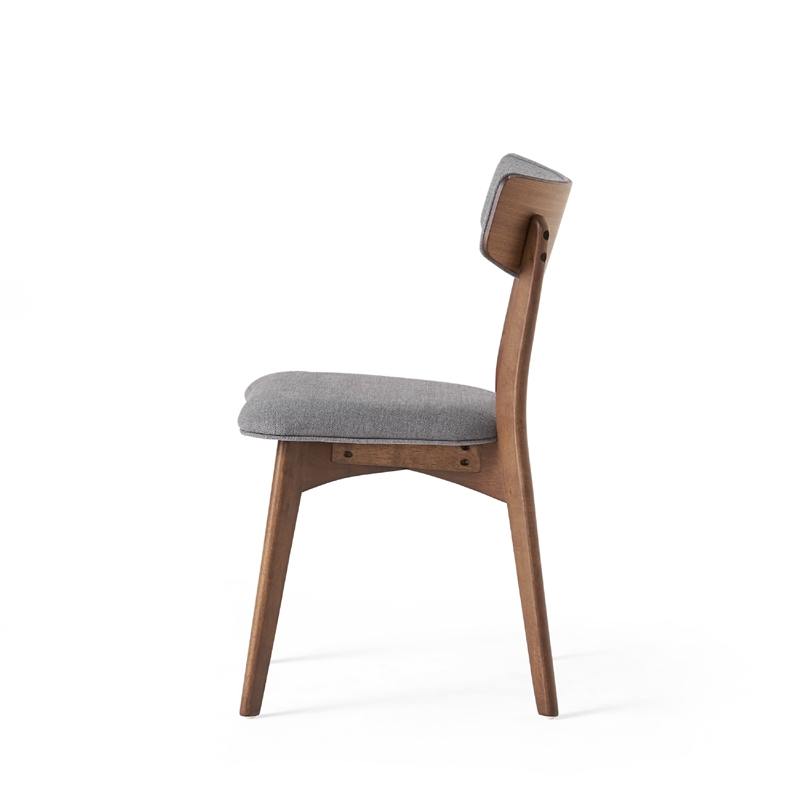 Bety Dining Side Chair Set of 2- Midcentury Design- Dark Gray Fabric