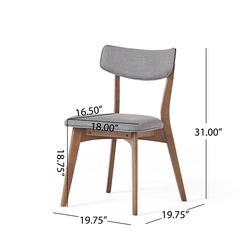 Bety Dining Side Chair Set of 2- Midcentury Design- Dark Gray Fabric