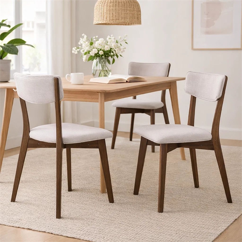 Bety Dining Side Chair Set of 2- Midcentury Design- Dark Gray Fabric