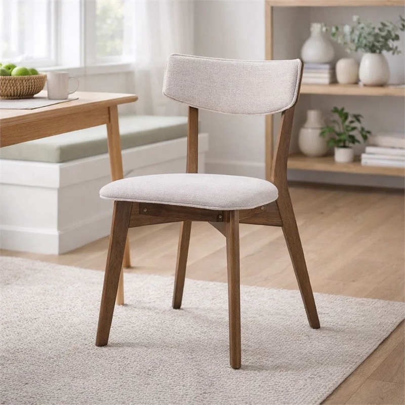 Bety Dining Side Chair Set of 2- Midcentury Design- Dark Gray Fabric