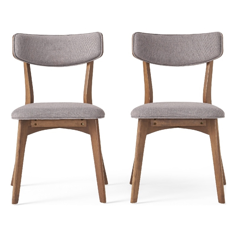 Bety Dining Side Chair Set of 2- Midcentury Design- Dark Gray Fabric