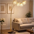 84 Inch Accent Arch Floor Lamp- Hanging 4 Square Crystal Shades- Gold