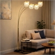 84 Inch Accent Arch Floor Lamp- Hanging 4 Square Crystal Shades- Gold