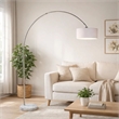 Arch Floor Lamp with Adjustable Arm- White Shade- Marble Base- 81 Inch