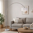 Arch Floor Lamp with Adjustable Arm- White Shade- Marble Base- 81 Inch