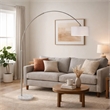 Arch Floor Lamp with Adjustable Arm- White Shade- Marble Base- 81 Inch