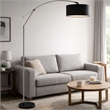 Arch Floor Lamp- Adjustable Arm and Black Genuine Marble Base- 81 Inch