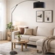 Arch Floor Lamp- Adjustable Arm and Black Genuine Marble Base- 81 Inch