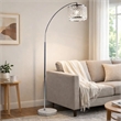 Arch Floor Lamp- Lattice Crystal Shade- Chrome Metal- Round Marble Base