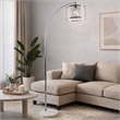 Arch Floor Lamp- Lattice Crystal Shade- Chrome Metal- Round Marble Base