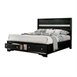 Queen Bedroom Set- Black- Silver Wood- 2 Piece Set with Nightstand