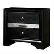 Queen Bedroom Set- Black- Silver Wood- 2 Piece Set with Nightstand