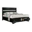 Queen Bedroom Set- Black- Silver Wood- 2 Piece Set with Nightstand