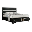 Queen Bedroom Set- Black- Silver Wood- 3 Piece Set with 2 Nightstands