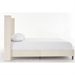 Pery Queen Size Bed with Button Tufted Headboard- Ivory Velvet Upholstery