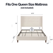 Pery Queen Size Bed with Button Tufted Headboard- Ivory Velvet Upholstery