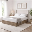 Sely Queen Size Bed with Wingback Headboard- Ivory Chenille Upholstery