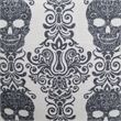 Ary Square Throw Pillow- Black and White Gothic Damask Skull Design- 20 Inch