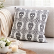 Ary Square Throw Pillow- Black and White Gothic Damask Skull Design- 20 Inch