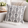 Ary Square Throw Pillow- Black and White Gothic Damask Skull Design- 20 Inch